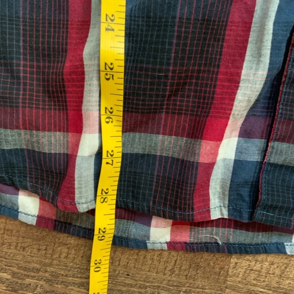 LEVI’S western plaid Pearl snap shirt blue Red White Plaid sz L button down EUC - Picture 10 of 11